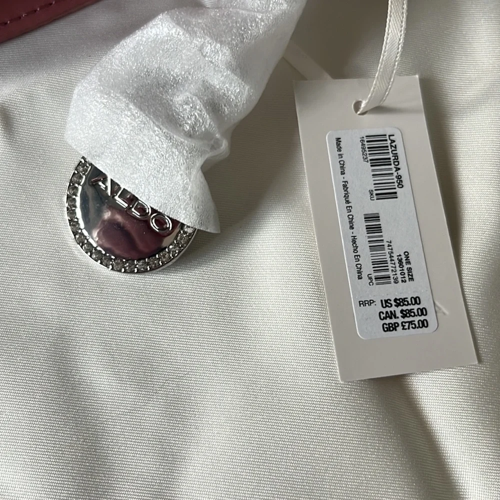 Aldo Pink Satin Satchel with Crystal Buckle